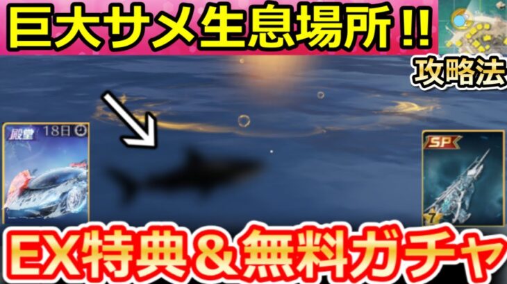 【荒野行動】巨大サメの生息場所が判明‼実際に『金のサメ』1000cm越え釣れた報告が多数！ランキング上位のコツ・セラフのEX殿堂ガチャお得に引く方法・魚釣りイベント攻略法（Vtuber）